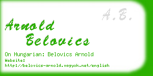 arnold belovics business card